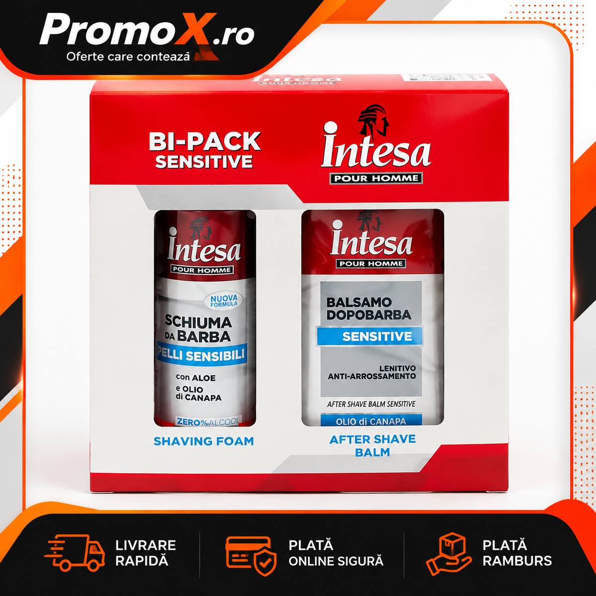 Set cadou Intesa Homme Sensitive cu spuma de ras si balsam dupa ras pentru barbati