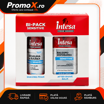 Set cadou Intesa Homme Sensitive cu spuma de ras si balsam dupa ras pentru barbati