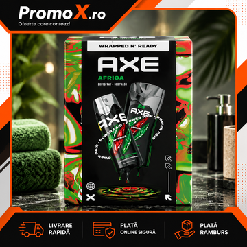 Set cadou Axe Africa cu gel de dus 250ml si deodorant spray 150ml pentru barbati